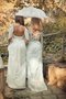 Robe de mariée longue avec manche épeules enveloppants dos nu avec ruban en dentelle - photo 2