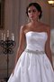 Robe de mariée naturel avec perle de traîne moyenne de mode de bal en satin - photo 2