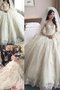 Robe de mariée encolure ronde en tulle merveilleux avec décoration dentelle naturel - photo 3