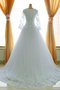 Robe de mariée pailleté avec manche longue textile en tulle avec perle a-ligne - photo 2
