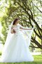 Robe de mariée naturel a-ligne cordon col en bateau avec perle - photo 1