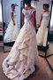 Robe de mariée naturel a-ligne de traîne moyenne de princesse avec décoration dentelle - photo 1