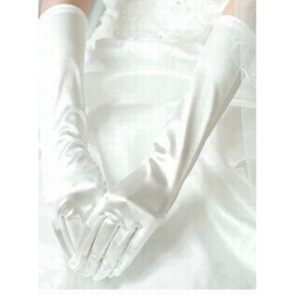 Satin blanc simple élégant | gants de mariée modestes parfait