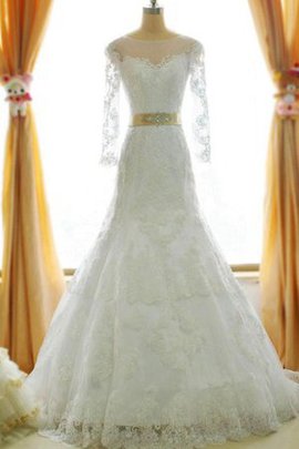 Robe de mariée appliques fermeutre eclair avec décoration dentelle de sirène cordon