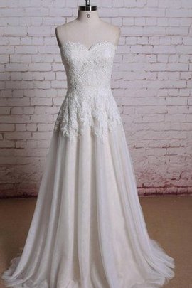 Robe de mariée naturel plissage de col en cœur textile en tulle avec zip