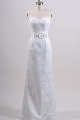 Robe de mariée avec décoration dentelle avec sans manches cordon avec fleurs ceinture