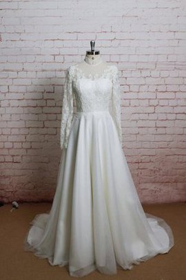 Robe de mariée romantique vintage de col haut dos nu a-ligne