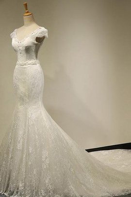 Robe de mariée à la mode longueur au ras du sol de sirène de traîne courte cordon