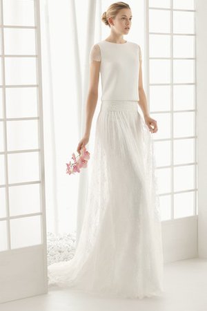 Robe de mariée luxueux avec manche courte a-ligne en satin avec bouton - photo 1