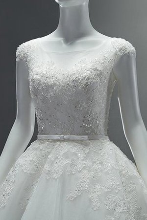 Robe de mariée naturel avec perle a-ligne encolure ronde en tulle - photo 2
