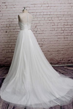 Robe de mariée naturel avec ruban textile en tulle ligne a avec décoration dentelle - photo 2