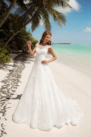 Robe de mariée simple luxueux appliques longueur au niveau de sol en dentelle - photo 1
