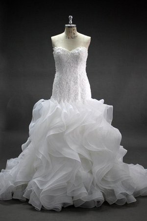 Robe de mariée naturel de sirène avec sans manches en organza avec décoration dentelle - photo 1