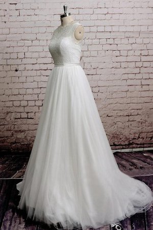 Robe de mariée naturel avec ruban textile en tulle ligne a avec décoration dentelle - photo 1