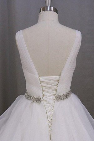 Robe de mariée cordon v encolure avec perle de traîne courte manche nulle - photo 2