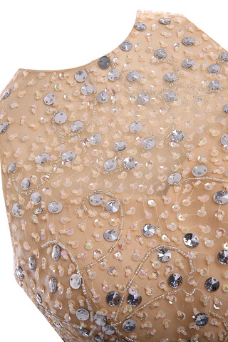Robe de soirée vintage officiel ligne a avec chiffon bustier de bijouterie - photo 3