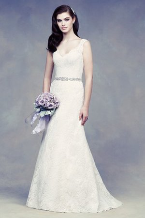 Robe de mariée delicat ligne a grandes bretelles ceinture ceinture avec perle - photo 1