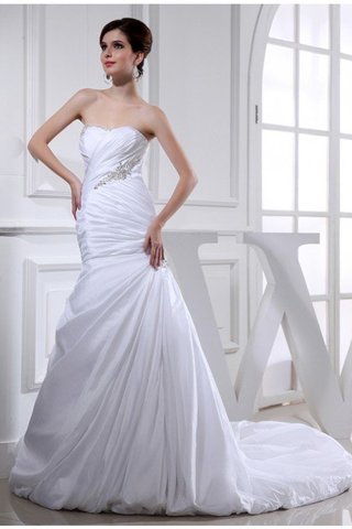 Robe de mariée de traîne mi-longue de bustier textile taffetas avec perle manche nulle - photo 1