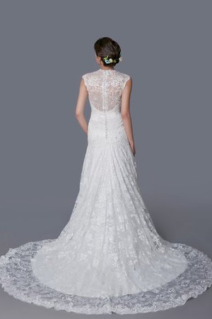 Robe de mariée plissé naturel appliques ligne a avec manche épeules enveloppants - photo 2