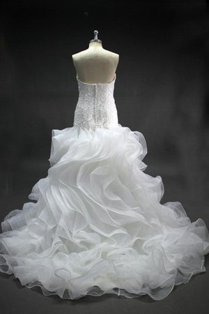 Robe de mariée naturel de sirène avec sans manches en organza avec décoration dentelle - photo 2