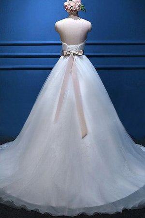 Robe de mariée naturel avec sans manches en tulle de col en cœur ceinture - photo 2