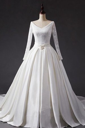 Robe de mariée classique jusqu'au mollet appliques avec perle avec décoration dentelle - photo 1