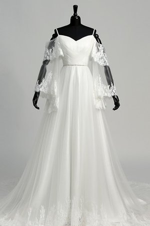 Robe de mariée romantique avec manche longue a-ligne bretelles spaghetti a plage - photo 1