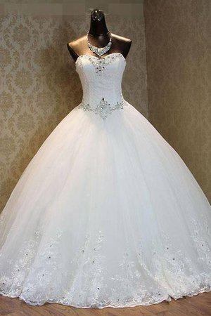 Robe de mariée plissé avec fleurs en dentelle textile taffetas avec perle - photo 1