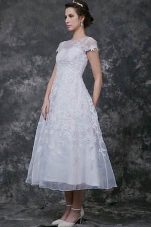 Robe de mariée intemporel chic avec perle avec manche épeules enveloppants ligne a - photo 2