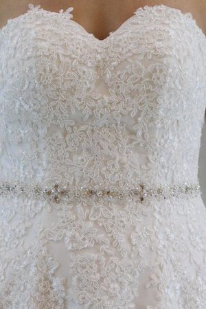 Robe de mariée naturel col en forme de cœur avec perle textile en tulle jusqu'au sol - photo 2