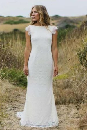 Robe de mariée vintage a plage avec zip de sirène avec manche épeules enveloppants - photo 1