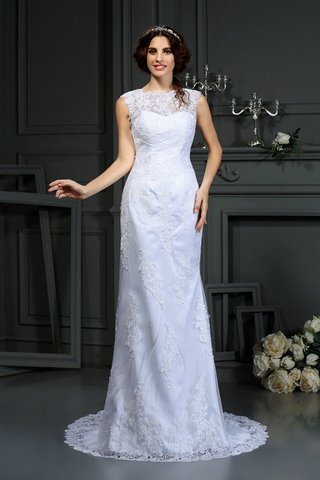 Robe de mariée avec fleurs sans manches sans bretelles empire traîne moyenne - photo 1