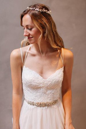 Robe de mariée charmeuse distinguee manche nulle de traîne moyenne avec perle - photo 1