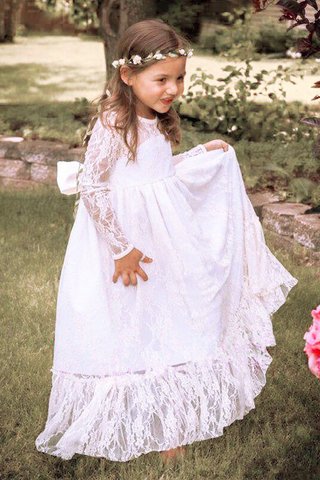 Robe de cortège enfant naturel avec fleurs a-ligne orné de nœud à boucle de princesse - photo 4