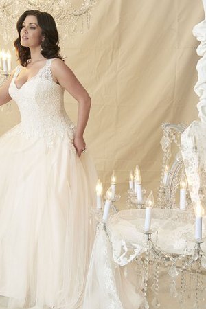 Robe de mariée en dentelle a-ligne de mode de bal manche nulle decoration en fleur - photo 1
