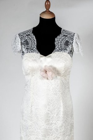 Robe de mariée naturel de sirène v encolure trou de serrure avec manche courte - photo 2