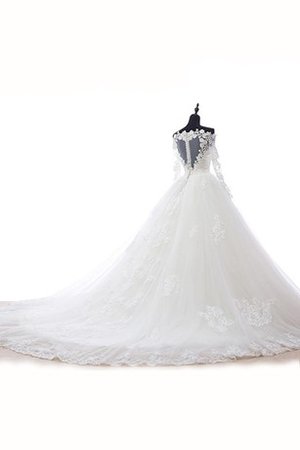 Robe de mariée naturel avec décoration dentelle en organza appliques de col en cœur - photo 2
