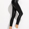 Leggings taille élastique contrasté en similicuir noir - photo 3