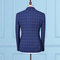 Bleu plaid scène costumes de mariage pour hommes hommes double boutonnage - photo 3