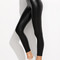 Leggings taille élastique contrasté en similicuir noir - photo 2