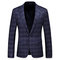 Affaires ensemble hommes costumes plaid 3 pièces slim fit mariage marque - photo 2