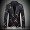 Blazers slim fit top qualité noir imprimé floral veste de mariage grande taille - photo 1