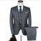 3 pièces veste + pantalon + gilet hommes marié plaid gris costumes - photo 1