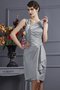 Robe demoiselle d'honneur courte en taffetas avec zip de longueur à genou appliques - photo 26