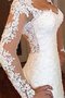 Robe de mariée avec manche longue v encolure fait main avec décoration dentelle naturel - photo 4