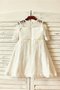 Robe de cortège enfant naturel avec zip encolure ronde avec décoration dentelle ligne a - photo 3