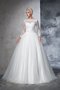 Robe de mariée longue avec manche longue col en bateau de mode de bal fermeutre eclair - photo 1