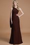 Robe demoiselle d'honneur naturel avec chiffon en forme manche nulle jusqu'au sol - photo 12
