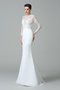 Robe de mariée longue en satin au niveau de cou de sirène avec manche longue - photo 5