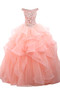 Robe de quinceanera romantique longue avec cristal de crystal floral pin textile en tulle - photo 1